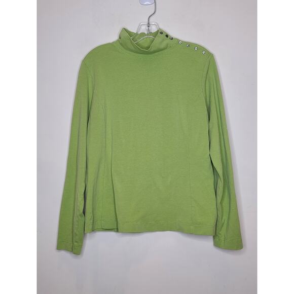 Eddie Bauer green micro striped turtleneck - xl - Picture 1 of 3